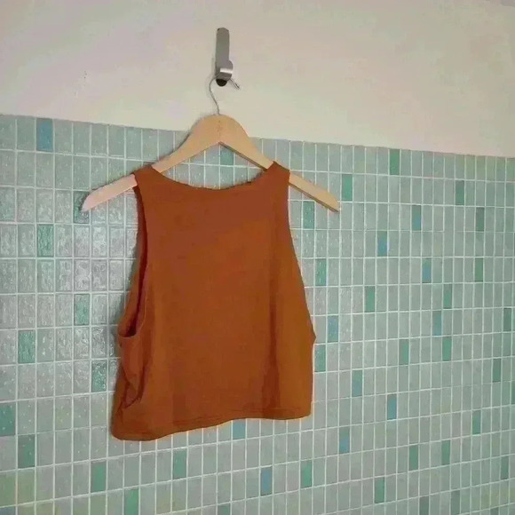 Spandex Blend Sleevelss Crop Tank Top Caramel Brown - Picture 9 of 9